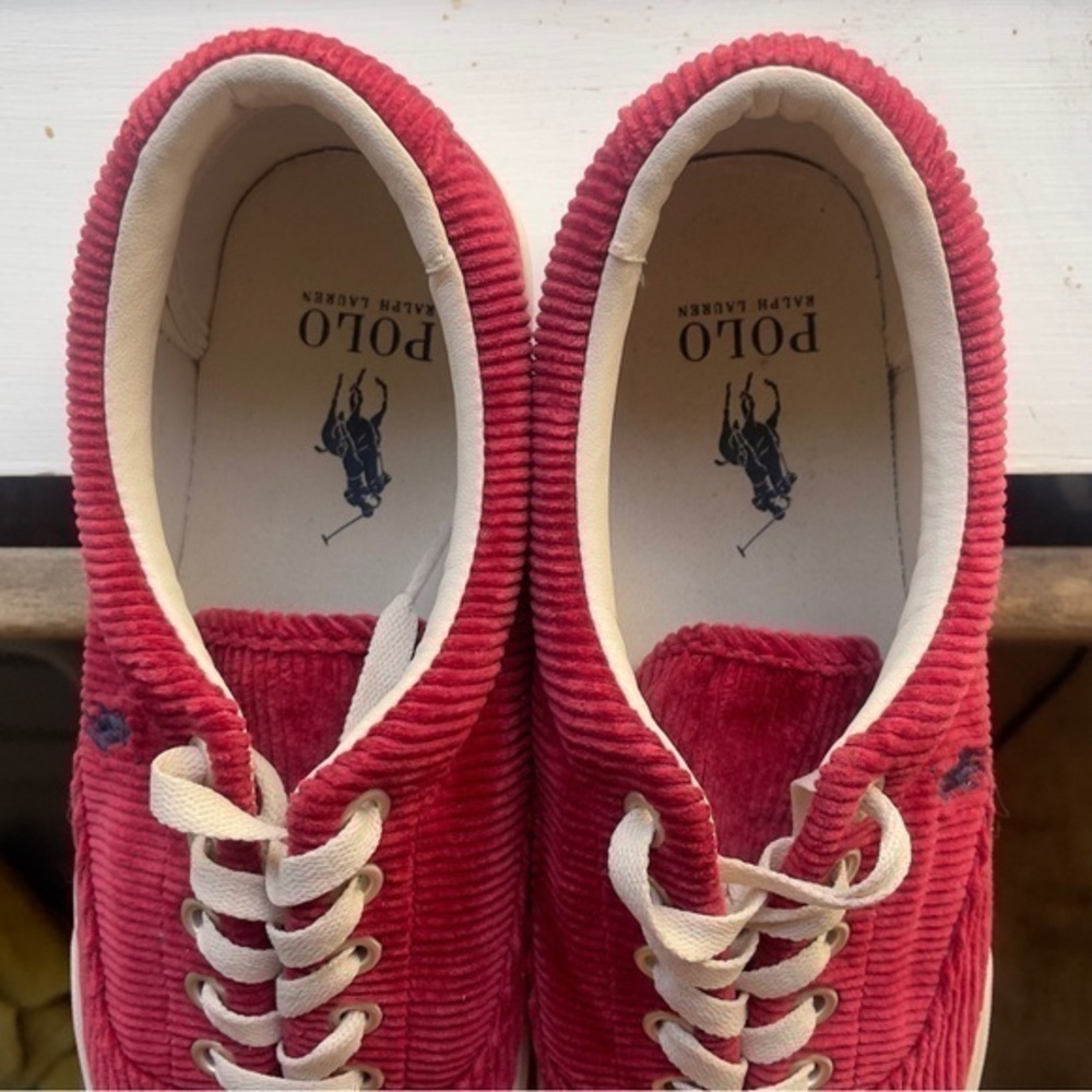 GUC Ralph Lauren‎ Polo Keaton-Pony Red Corduroy Sneakers, men’s 8 - Picture 7 of 8